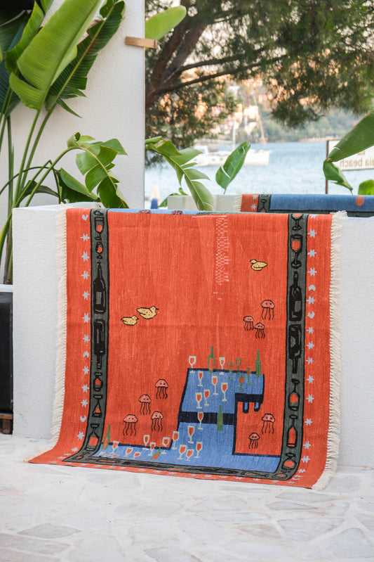 "KAYIKHANEDE GÜN BATIMI", Vardal Caniş, El dokuması kilim